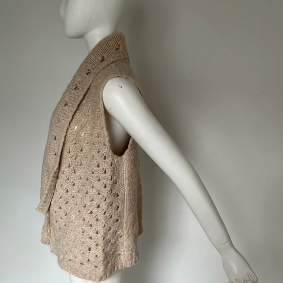 Myrine Antwerp Women's Chunky Knit Vest Beige Ivory One Size Wool Blend - Picture 2 of 8
